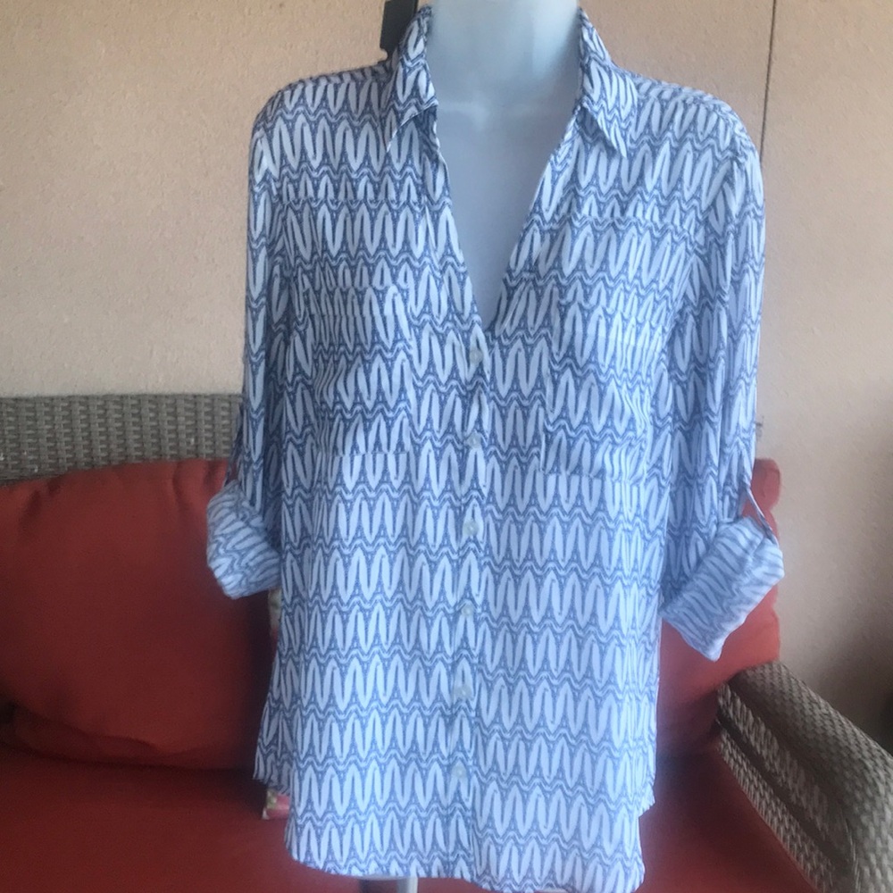Express Blue and White Portofino Blouse